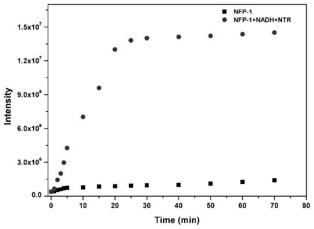 NTR-1 response type fluorescent probe based on benzoindole as well as preparation method and application thereof