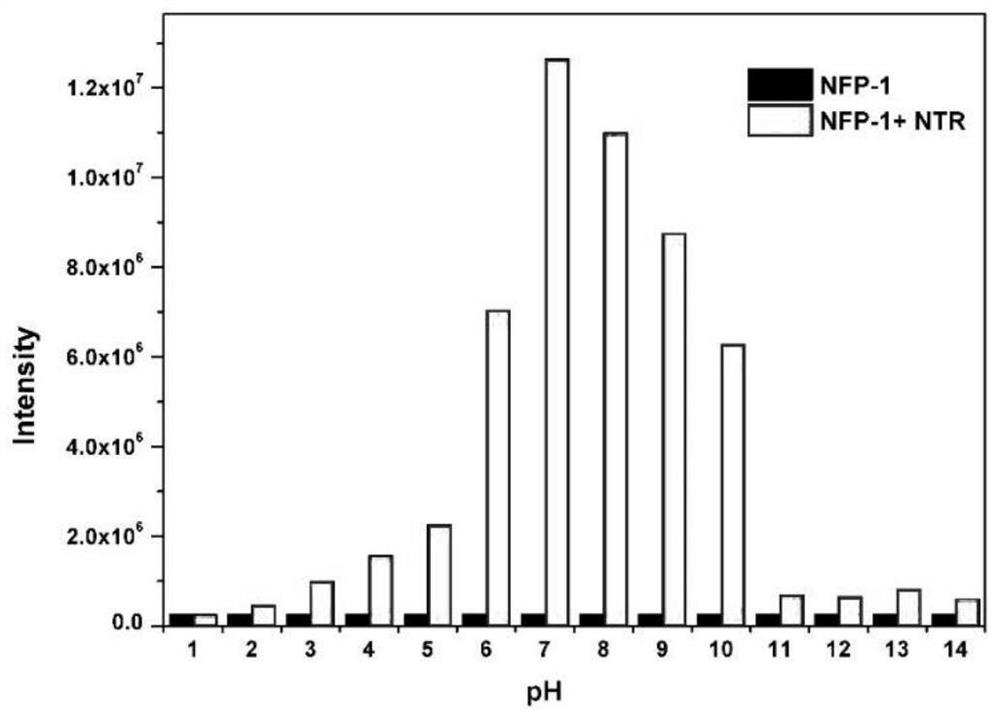 NTR-1 response type fluorescent probe based on benzoindole as well as preparation method and application thereof