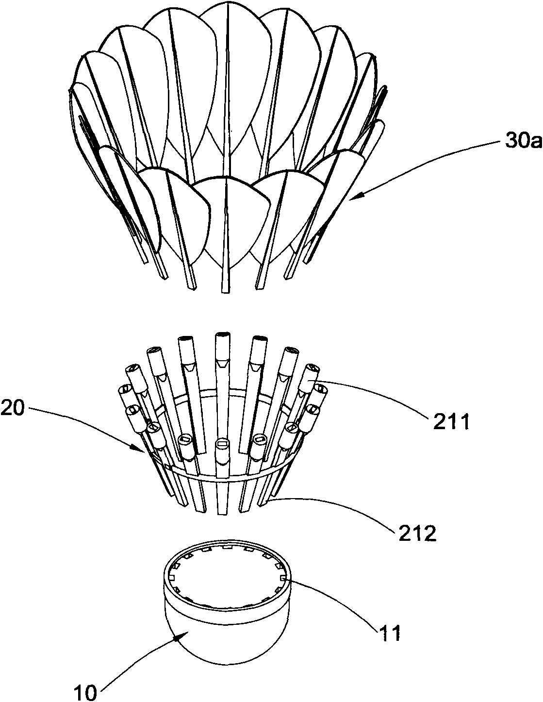 Connecting device of badminton ball