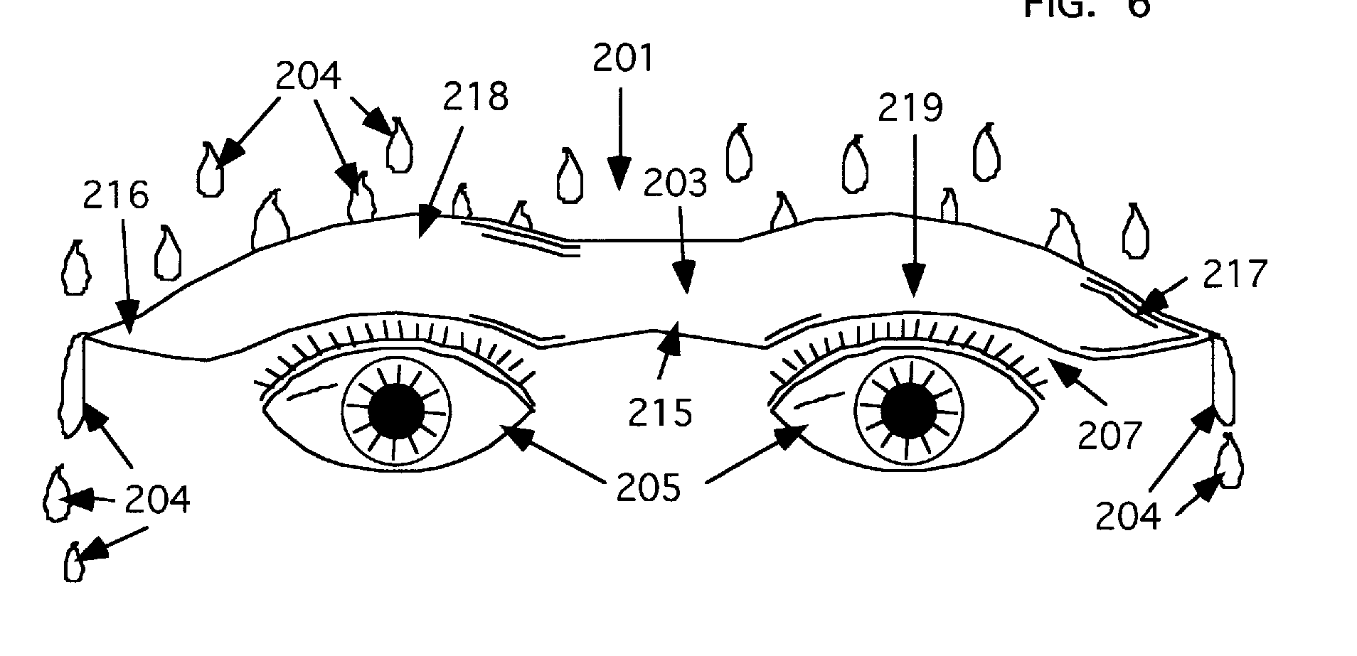 Method and apparatus for diverting sweat, liquid, moisture or the like from an eye