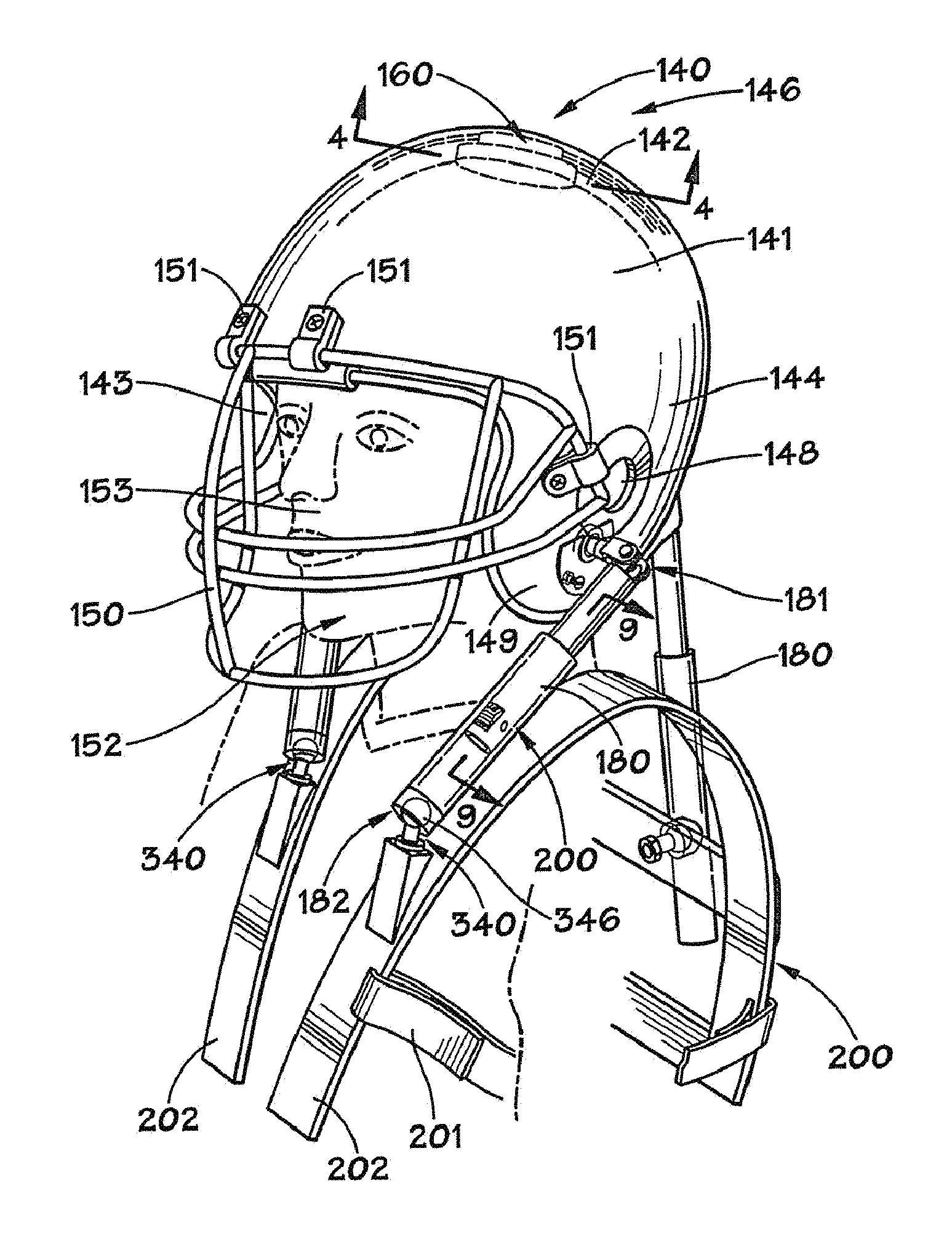 Energy dissipating breakaway assembly for protective helmet