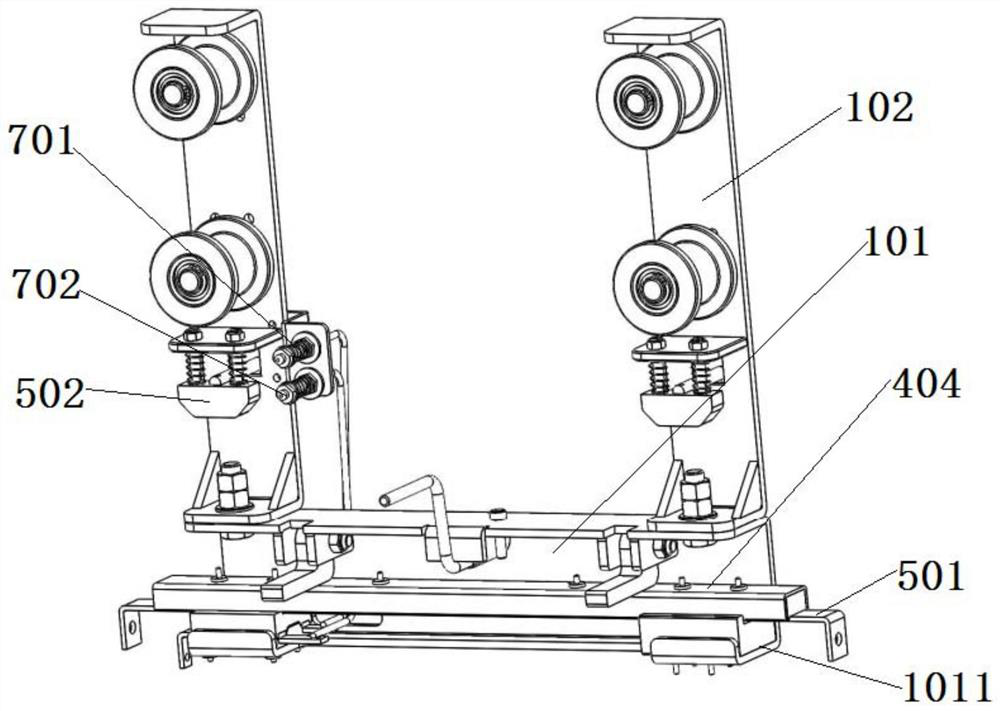 Hanging mechanism, workpiece processing device and workpiece processing system