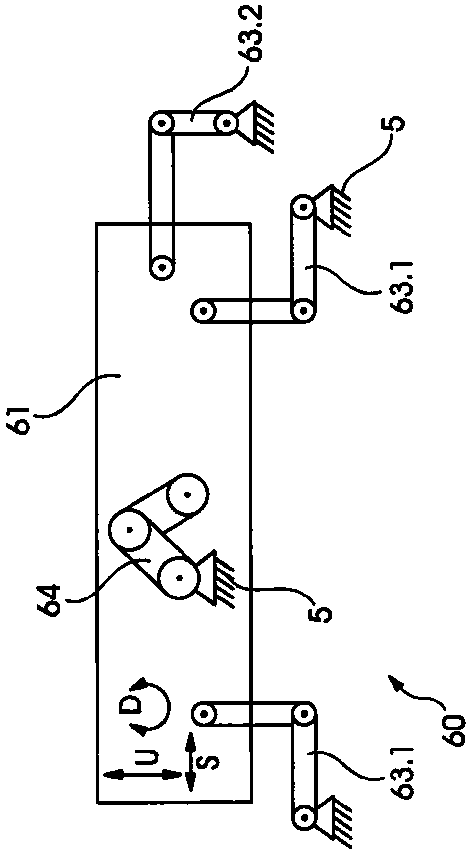 Device for aligning sheets with articulated arm bearing