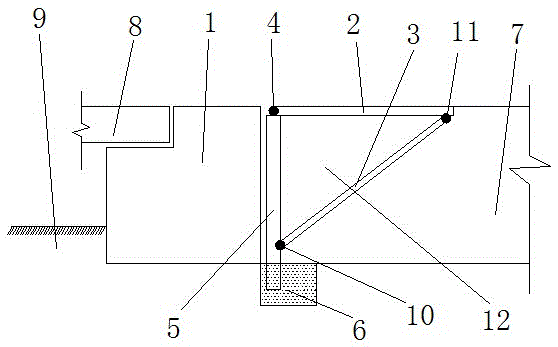 Pile-column-frame combined bridge-road transition section structure separated from abutment