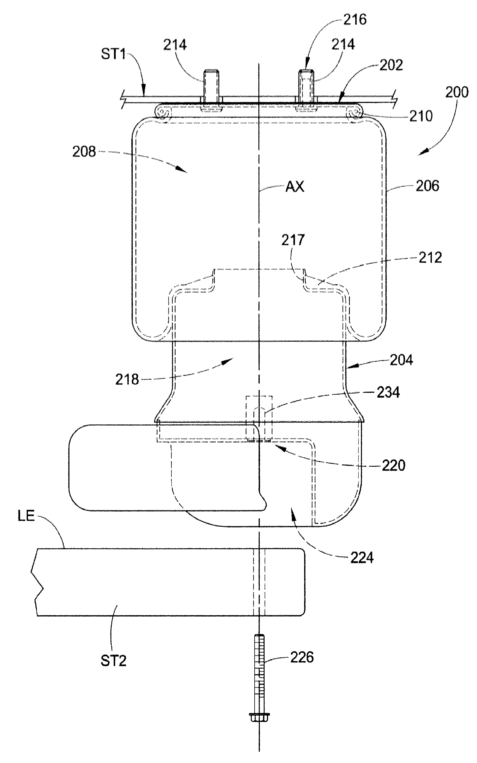 Gas spring piston and gas spring assembly including same