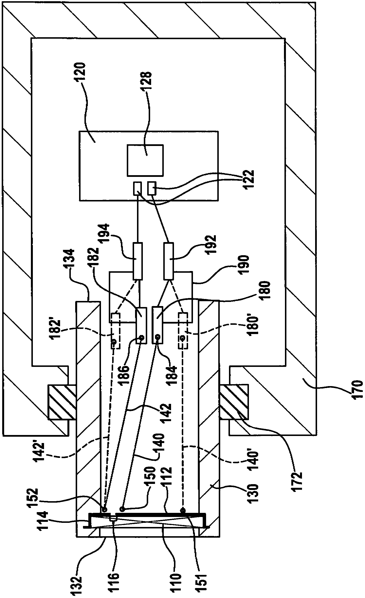 Ultrasonic transducer with piezoelectric element and distance sensor