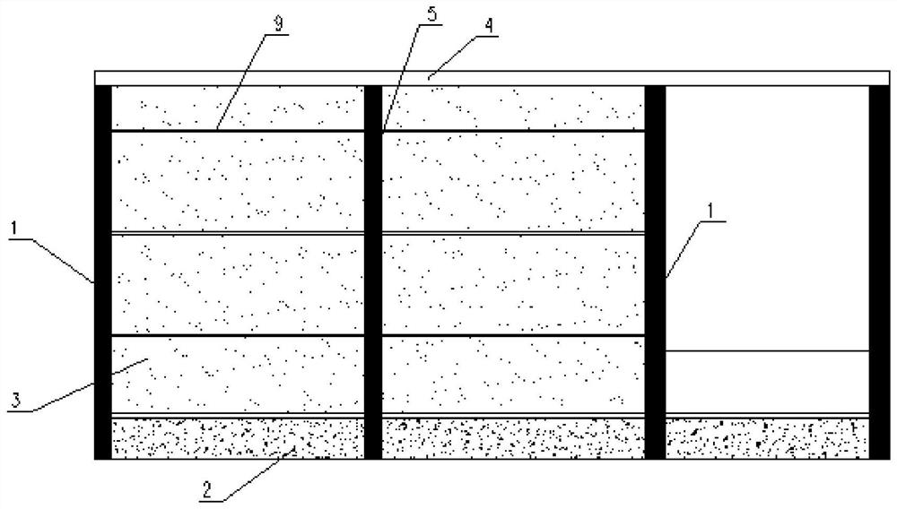 A method for constructing rammed earth walls with square steel pipe columns and steel bars