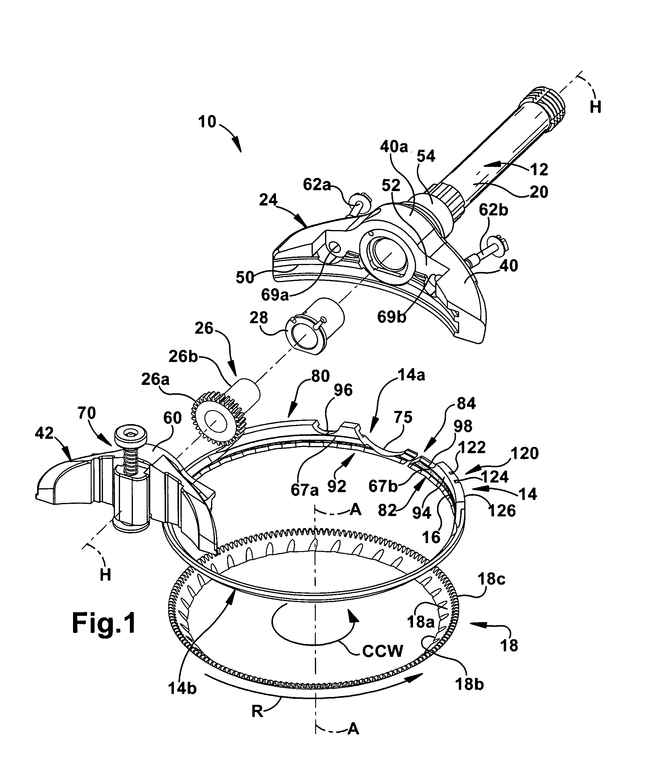 Split blade housing for power operated rotary knife