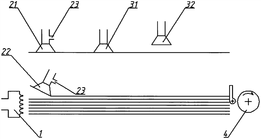 A feeder with two sets of paper delivery nozzles