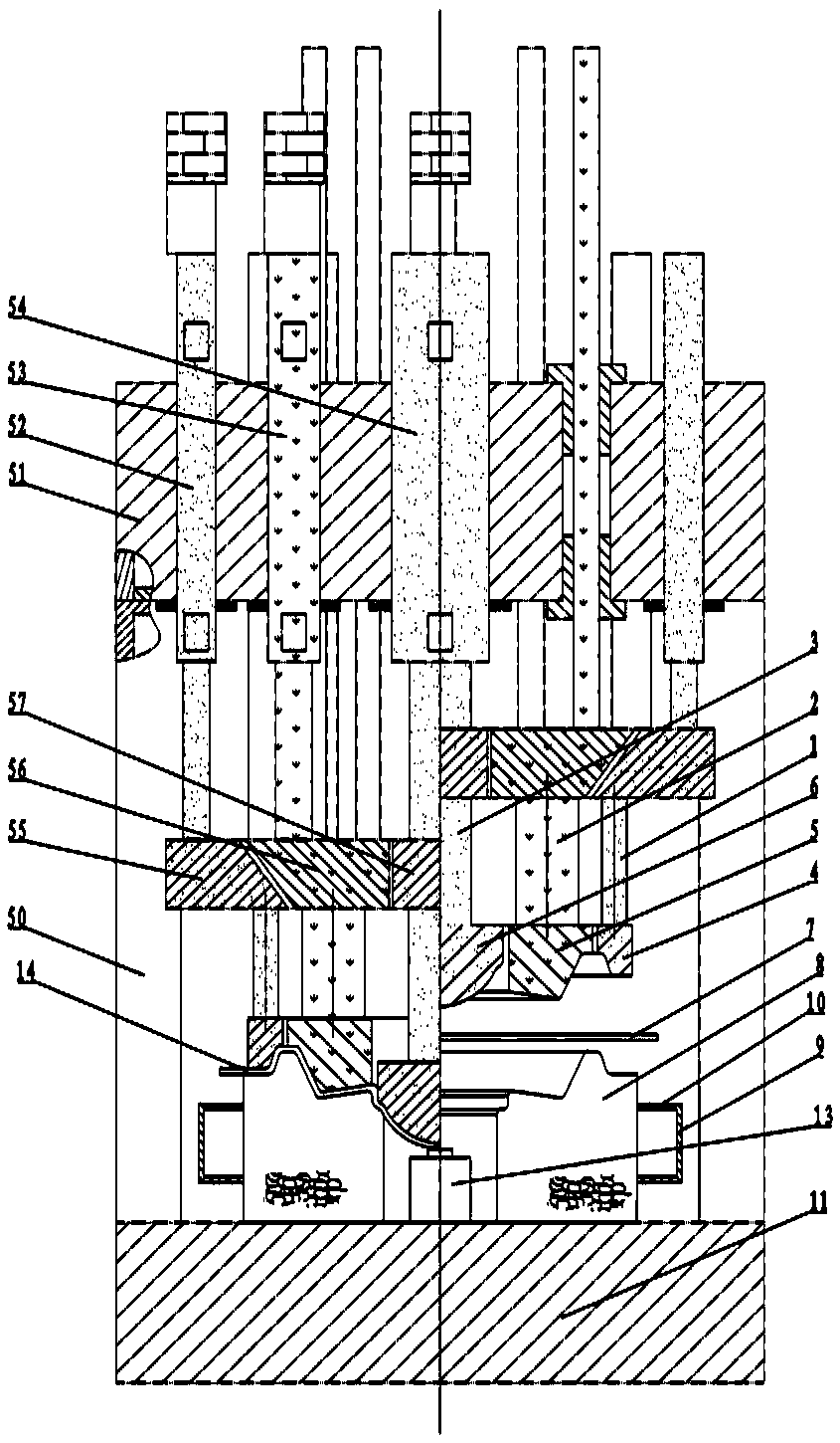 A multi-movement mold device and its manufacturing method