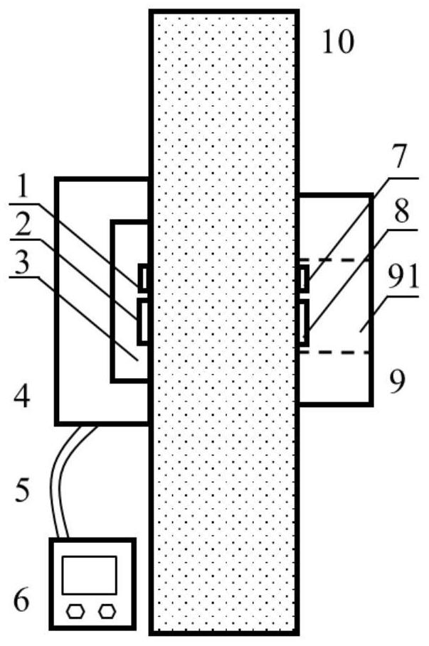 Building wall thermal resistance field test device and method