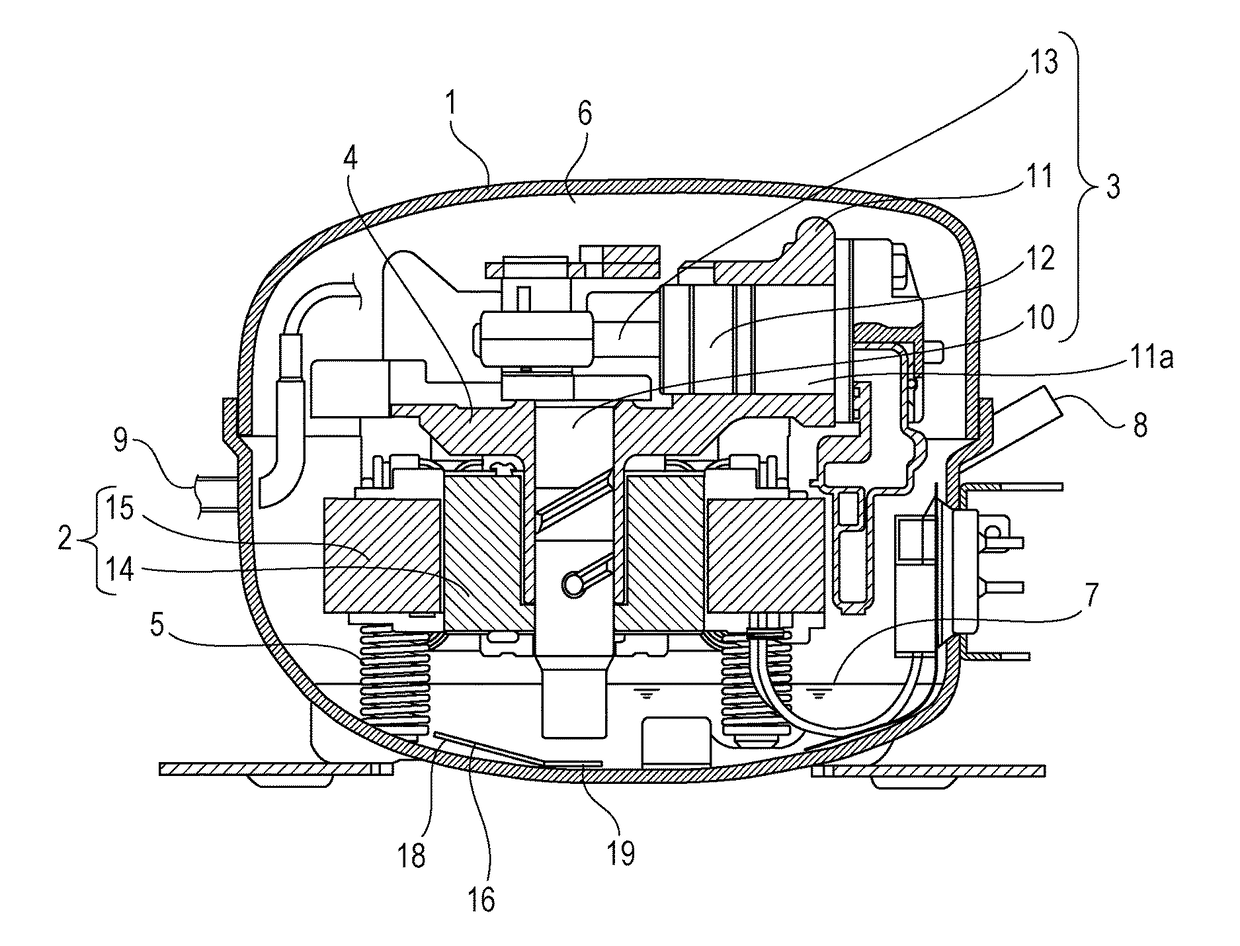 Hermetic compressor and refrigeration device