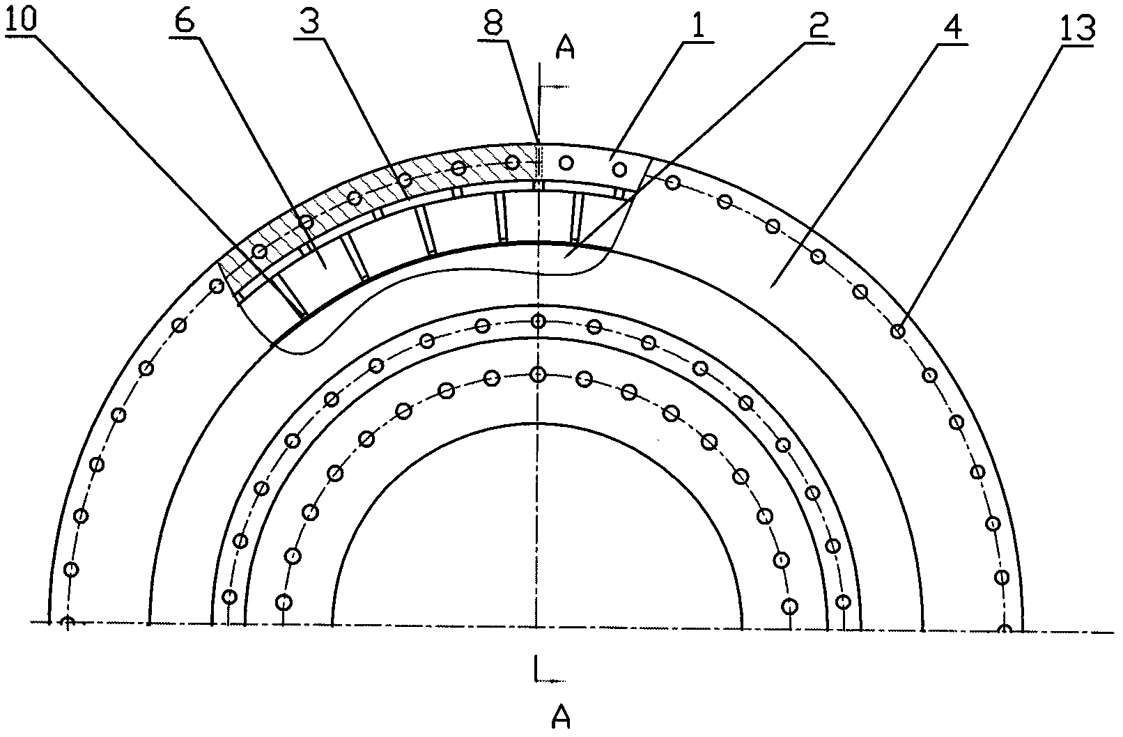 Three-directional composite self-lubricating sliding bearing for main shaft of wind turbine set