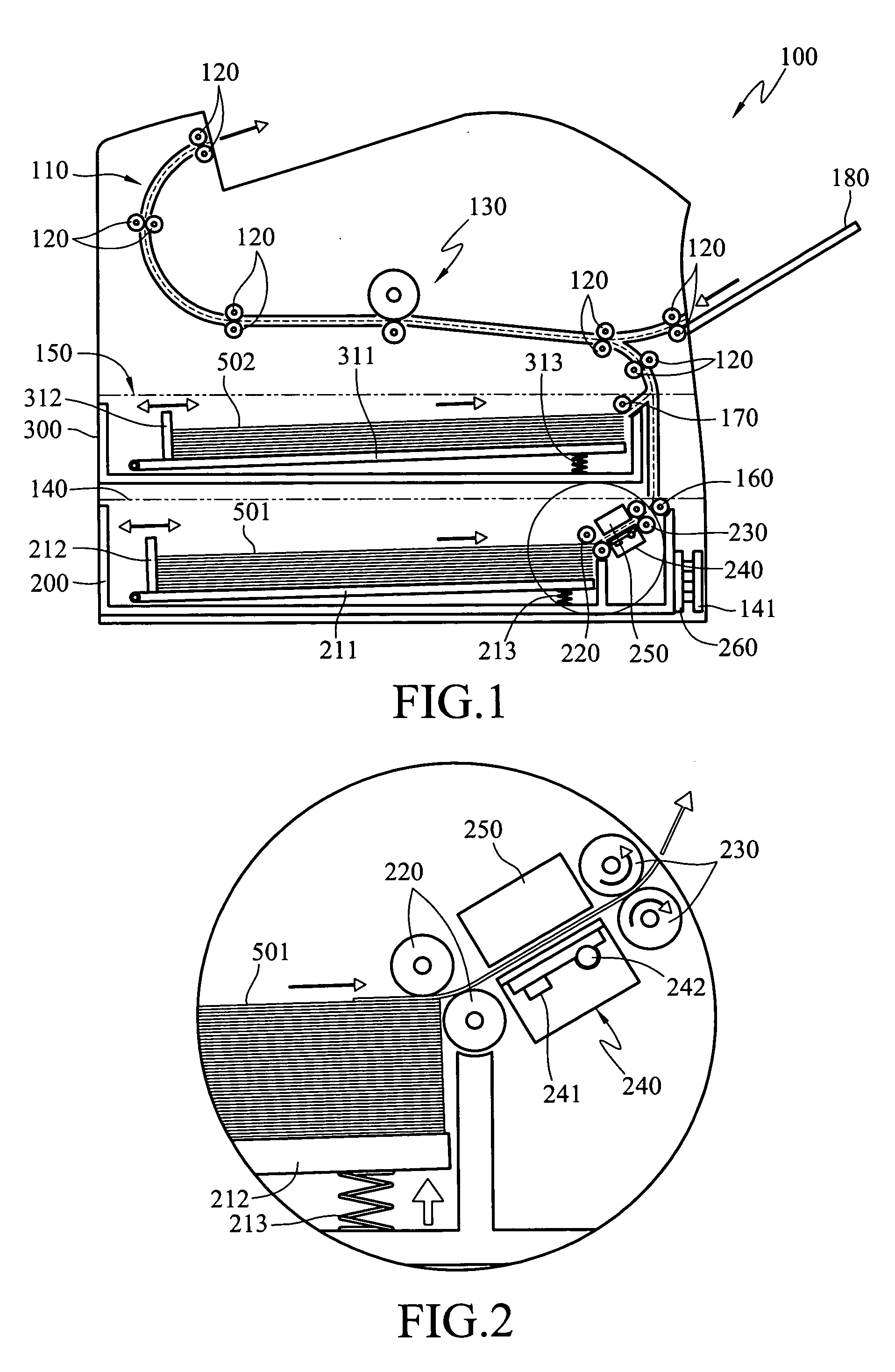 Paper feed tray with image scanning function and printer thereof