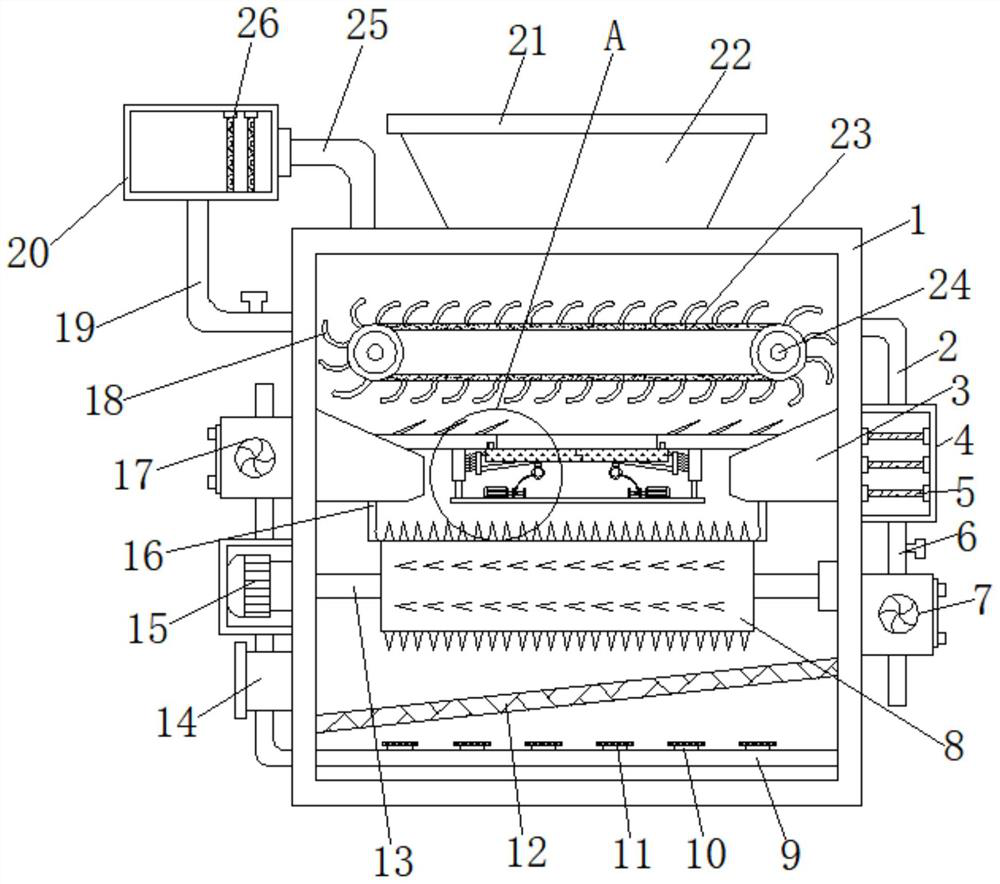 Tobacco drying and smashing device