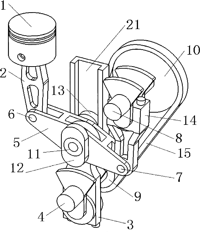 Double-crankshaft-contained variable-compression-ratio Atkinson-cycle internal-combustion engine mechanism