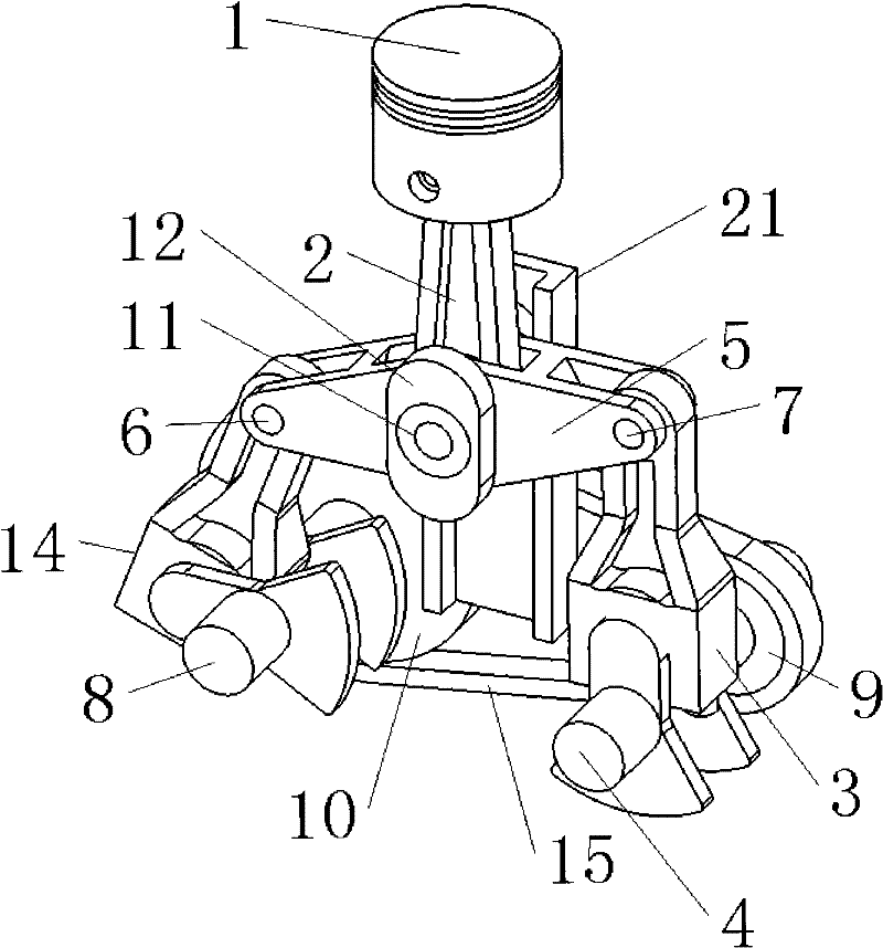 Double-crankshaft-contained variable-compression-ratio Atkinson-cycle internal-combustion engine mechanism