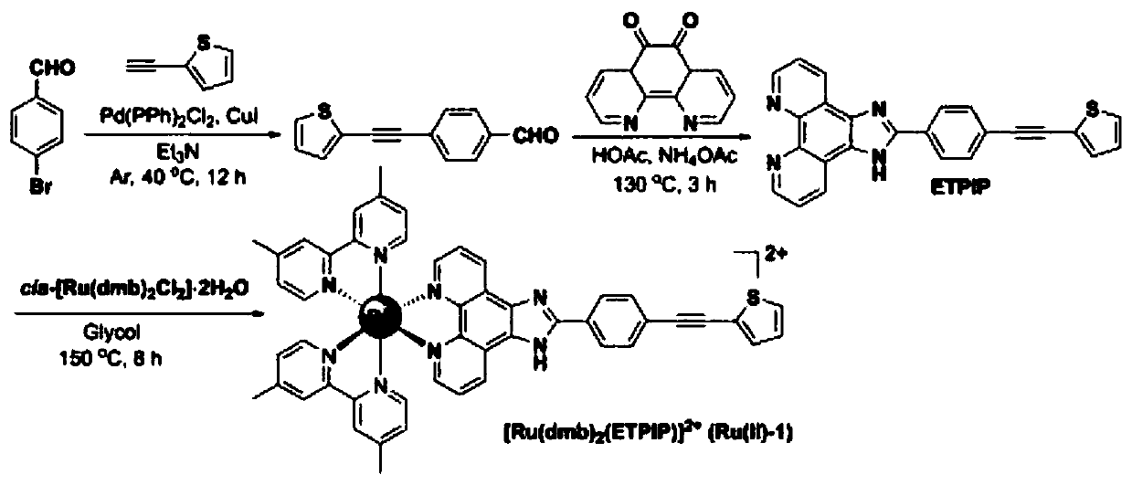 Synthesis method and application of ruthenium (II) polypyridine metal complex with anti-tumor effect