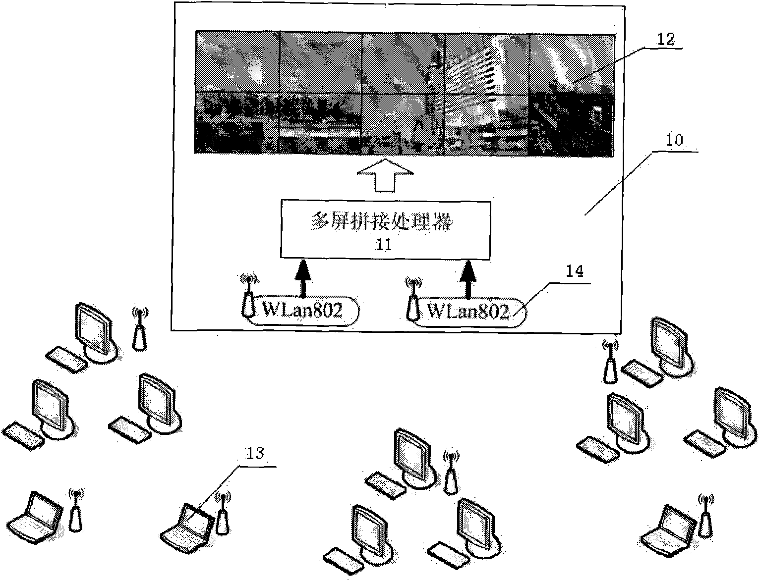 Wireless network transmission RGB signal processing method for multi-screen splicing display wall