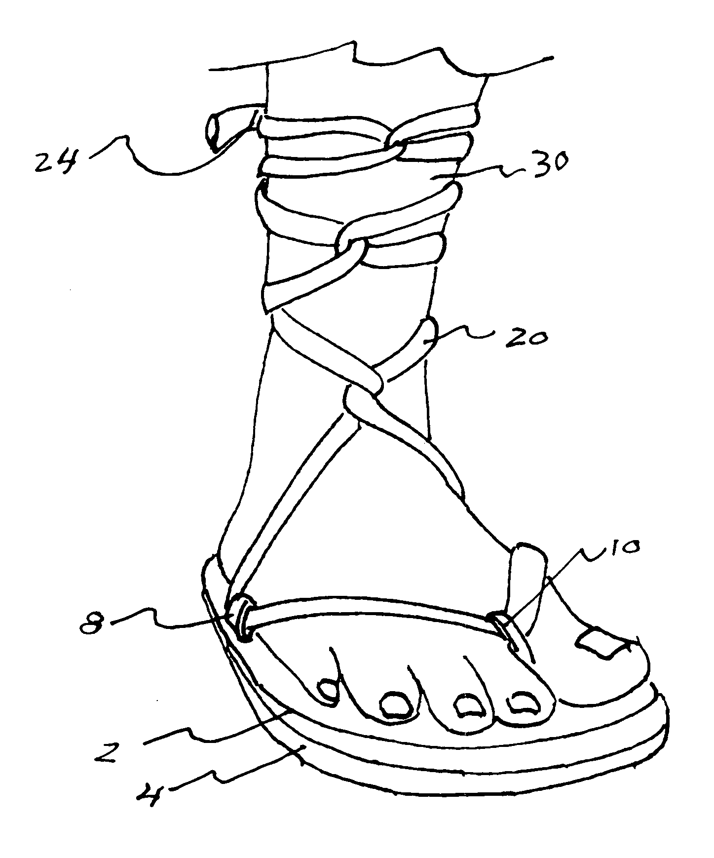 Sandal and strap assembly