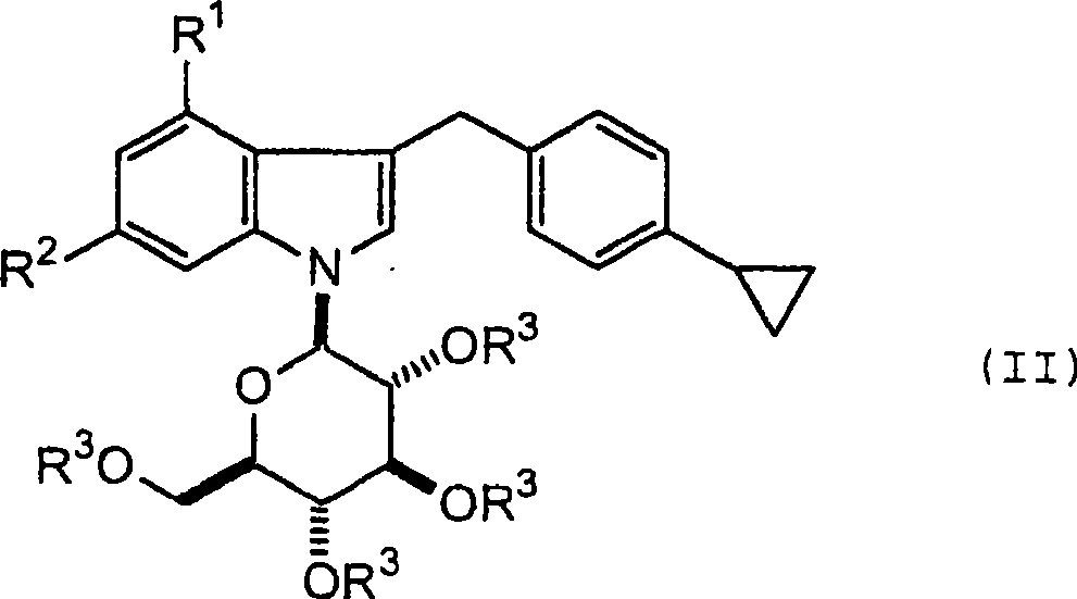 1- (-d-glycopyranosyl) - 3 - (4-cyclopropylphenylmethyl) - 4 - halogeno indole derivatives and use thereof as sglt inhibitors