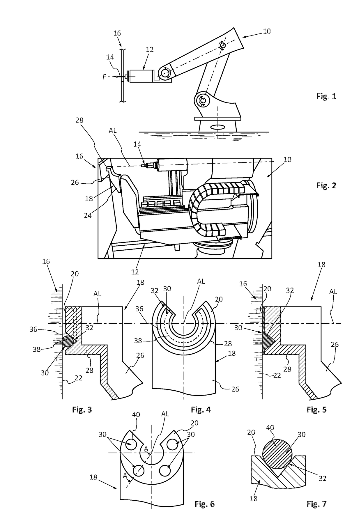 Effector comprising a contact surface having an interface made of a ductile material