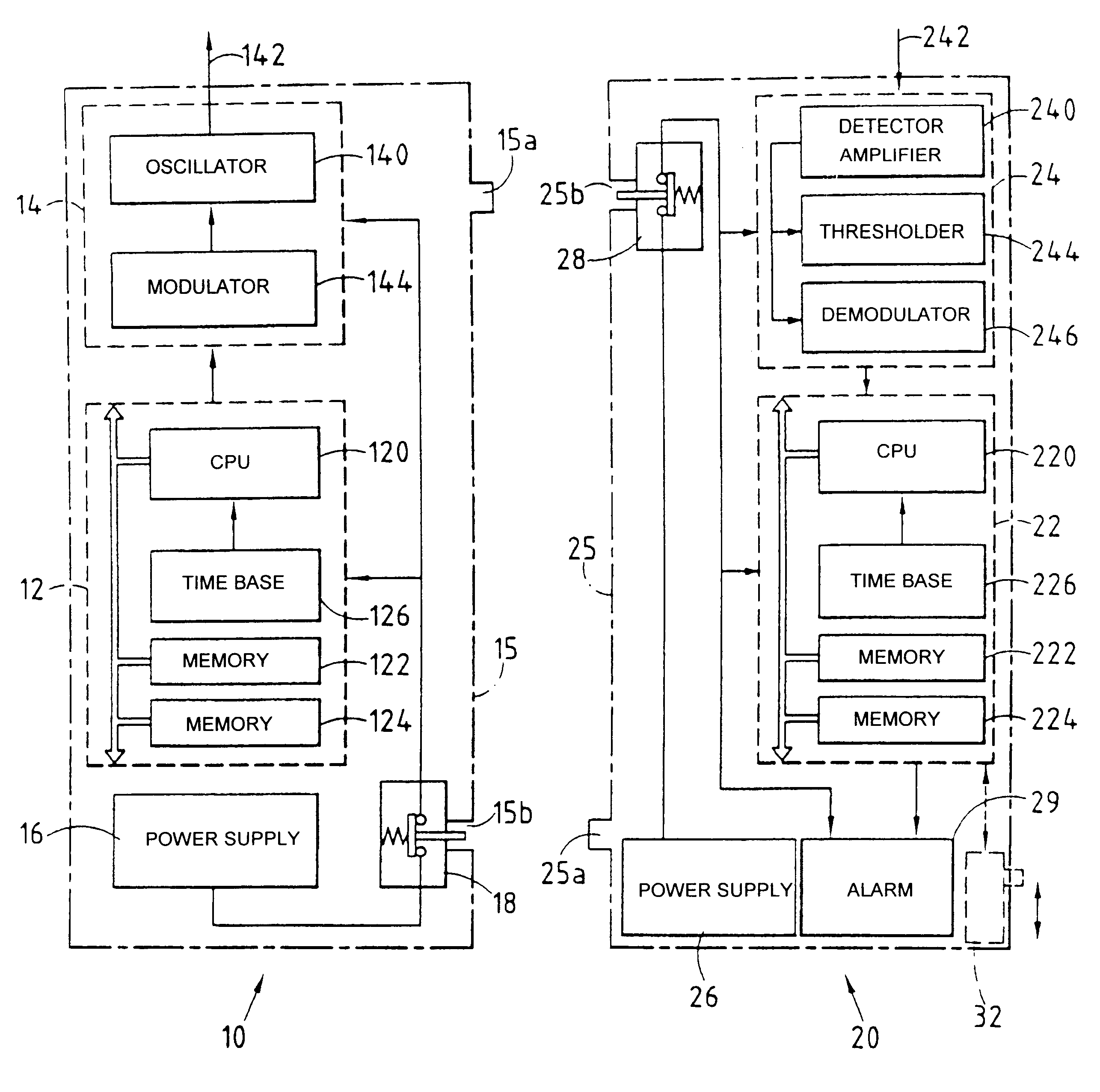 Device for signalling spatial separation or closeness beyond or within a predetermined limit