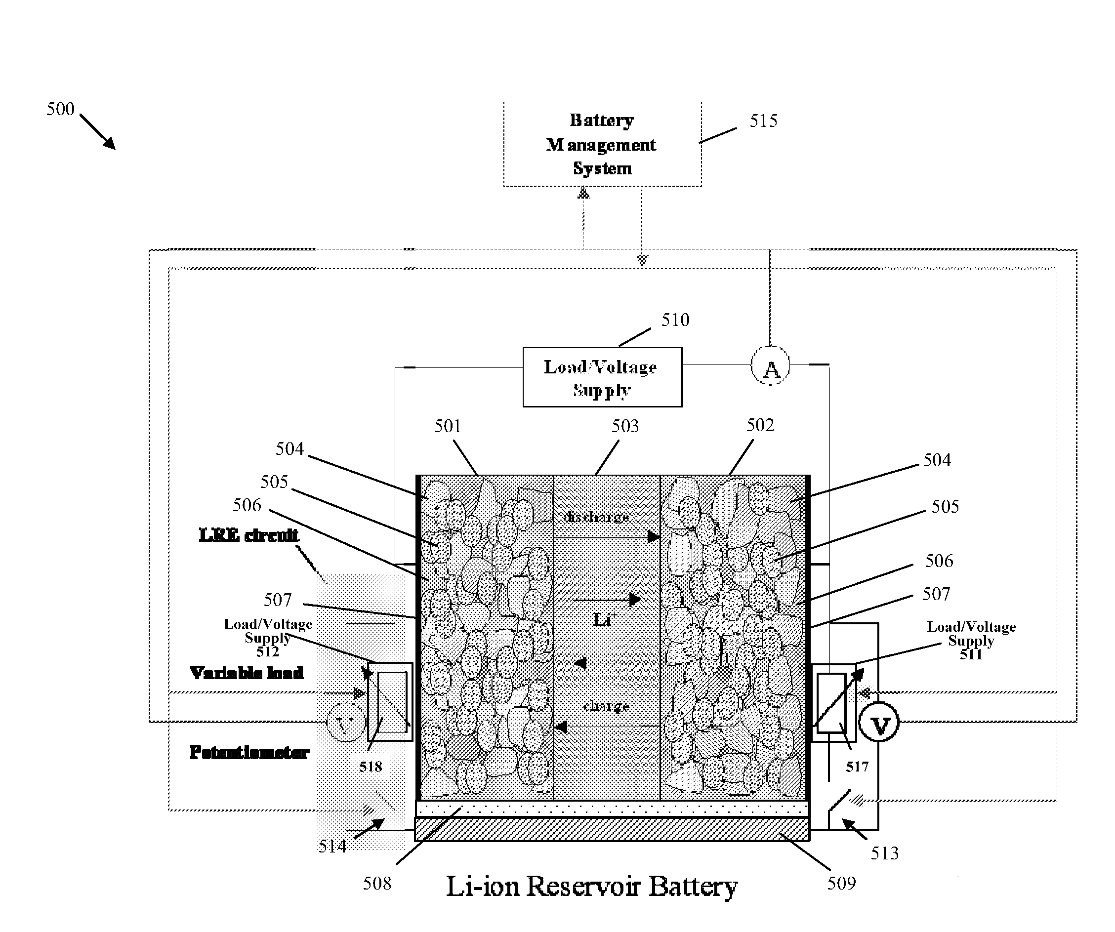 Lithium reservoir system and method for rechargeable lithium ion batteries