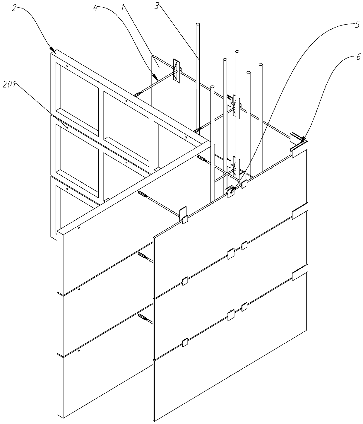 Wall supporting assembly, wall and construction method of wall
