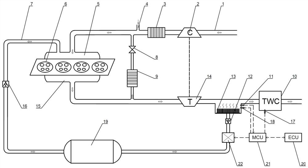 A three-way catalytic converter thermal management system