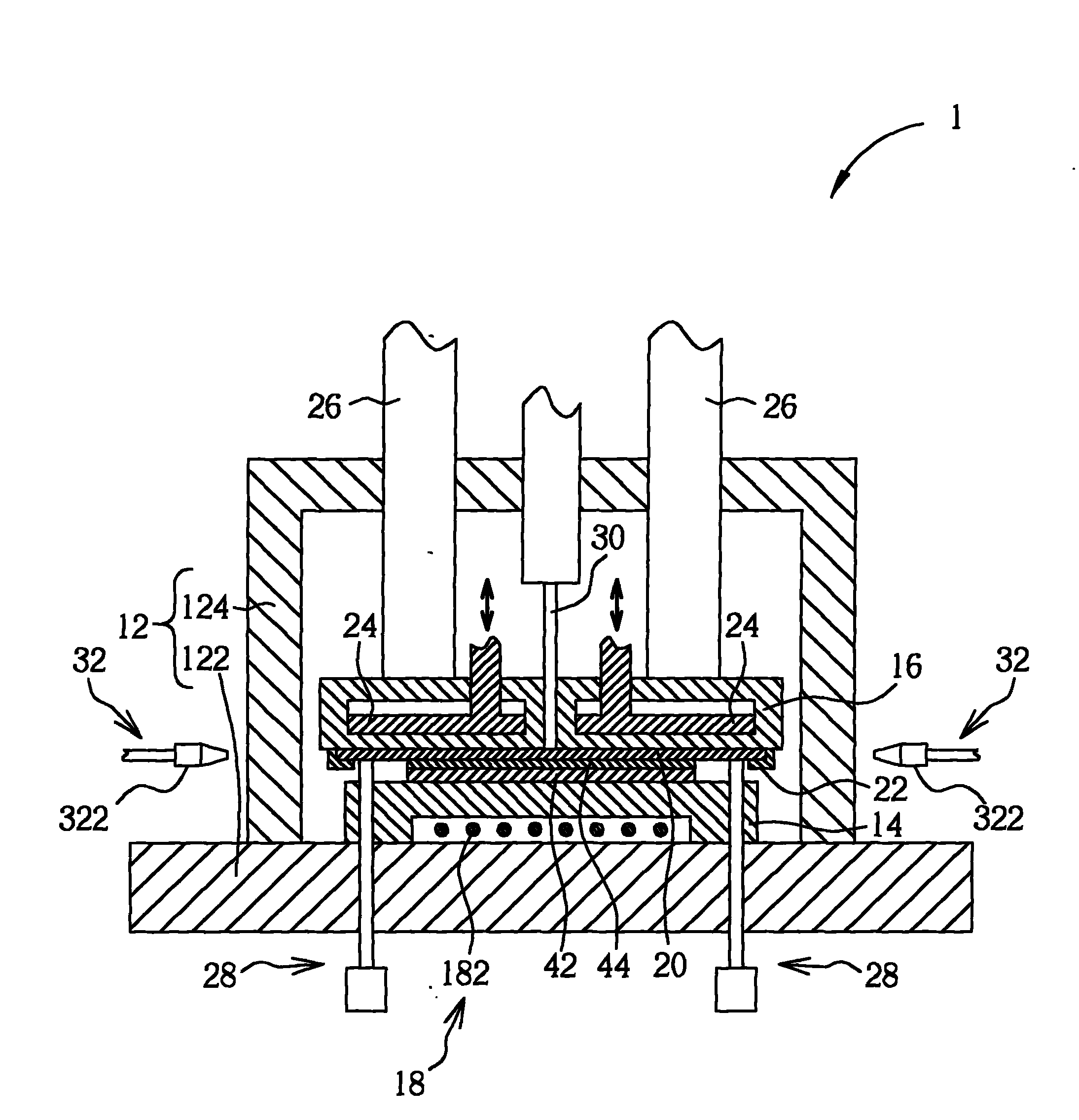 Vacuum imprinting device, vacuum compressing device and manufacturing method of layered optical component