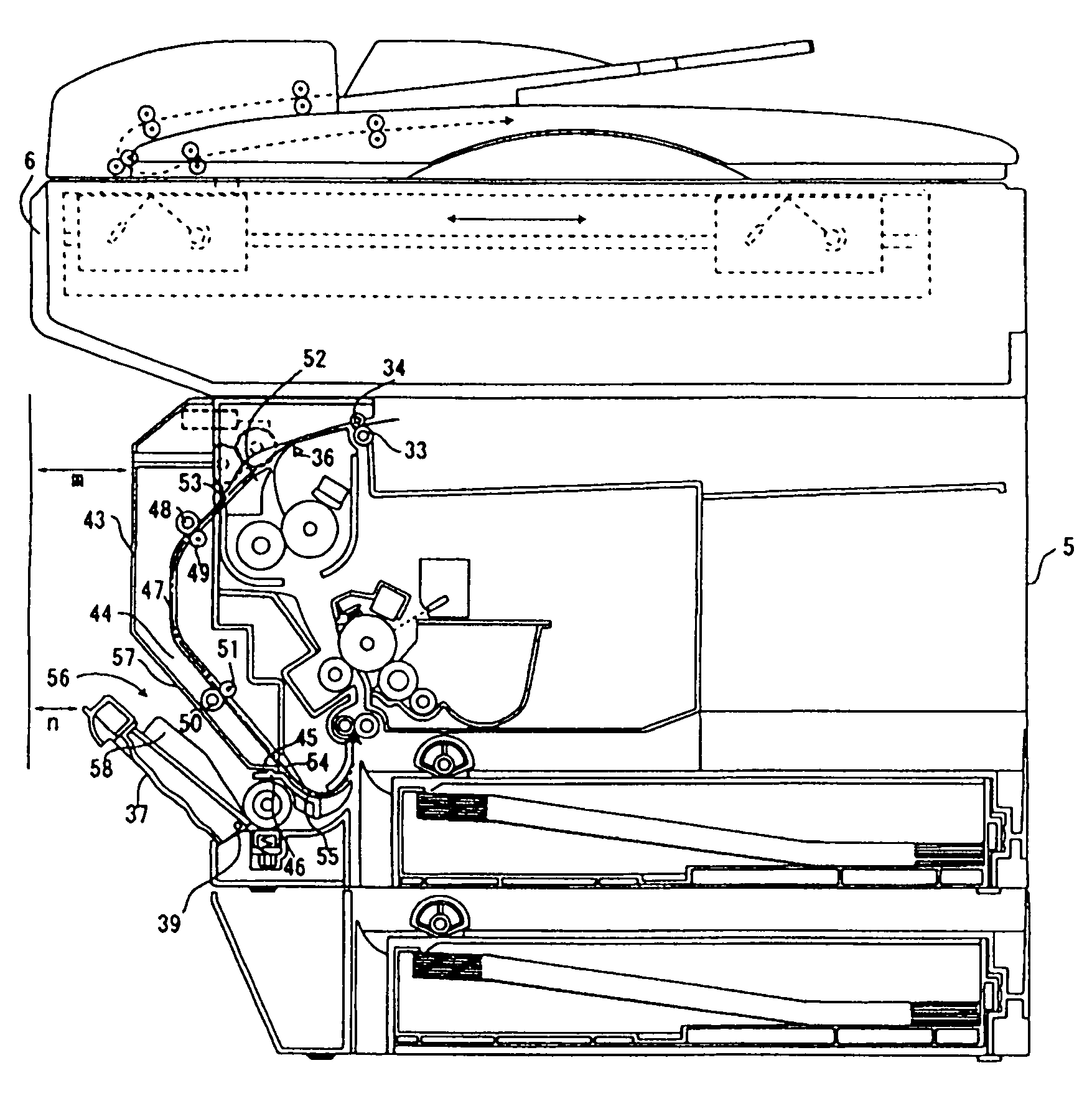 Duplex image forming device and reversible transportation unit