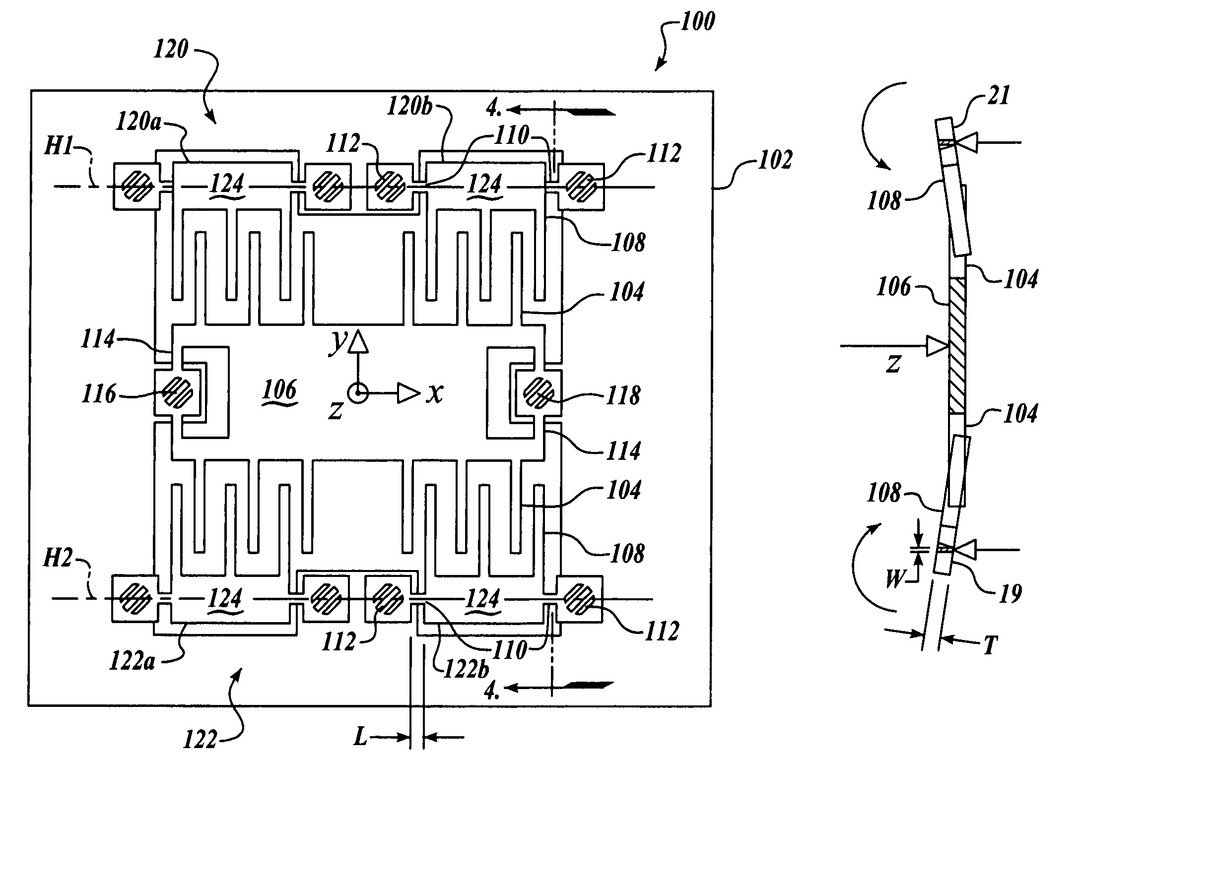 Out-of-plane compensation suspension for an accelerometer