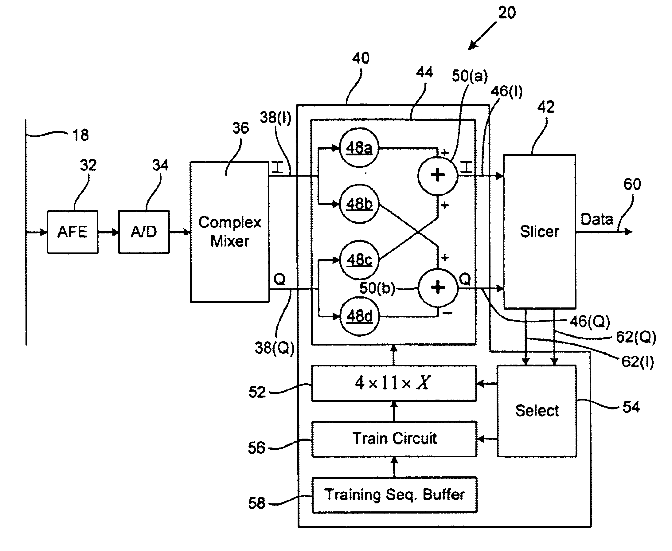 Network receiver utilizing pre-determined stored equalizer coefficients
