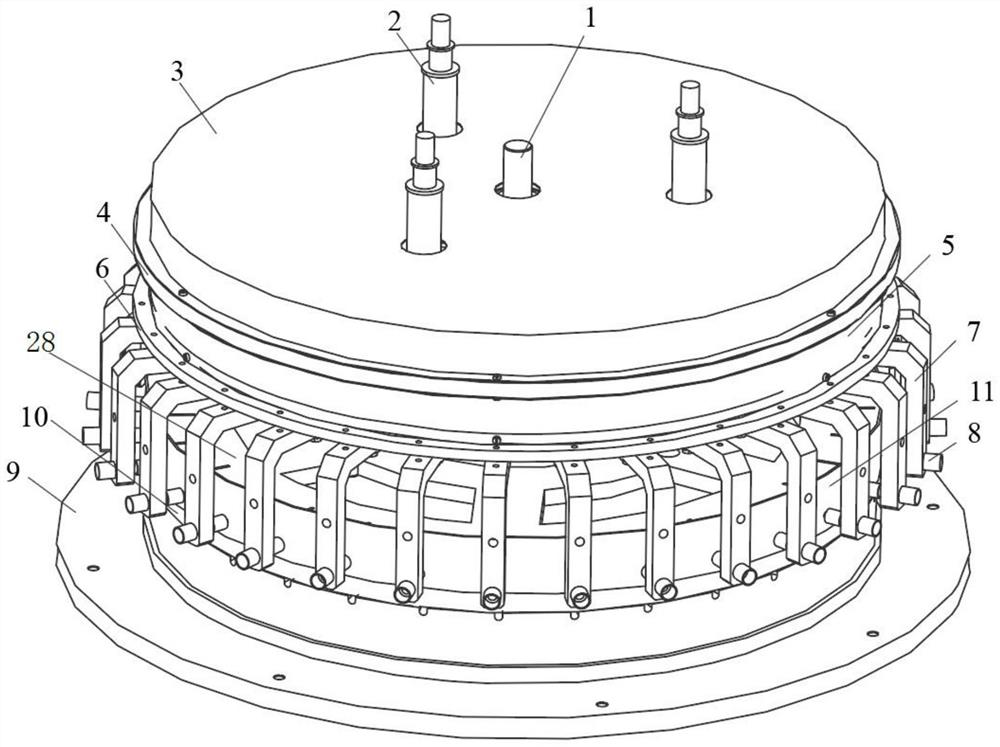 Clamp device and method for efficient electrolytic slotting machining of blisk