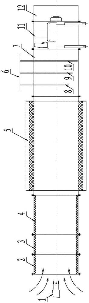 Muffling device for supersonic combustion ramjet test bench