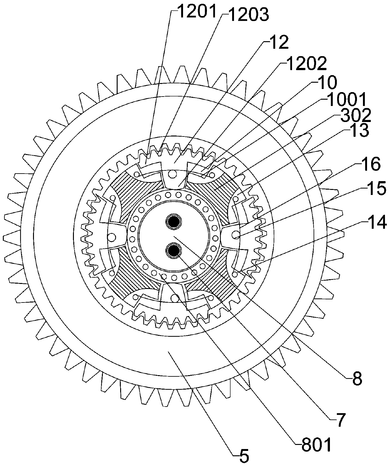 Gearbox with internal support gear shifting mechanism