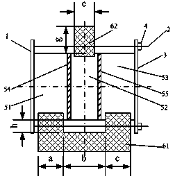 Interlaminar shear device of cylindrical test piece of bituminous paving and shearing method thereof