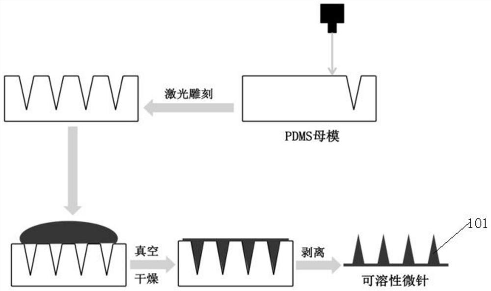 Preparation and application of soluble polymer microneedle for enhancing light transparency of skin