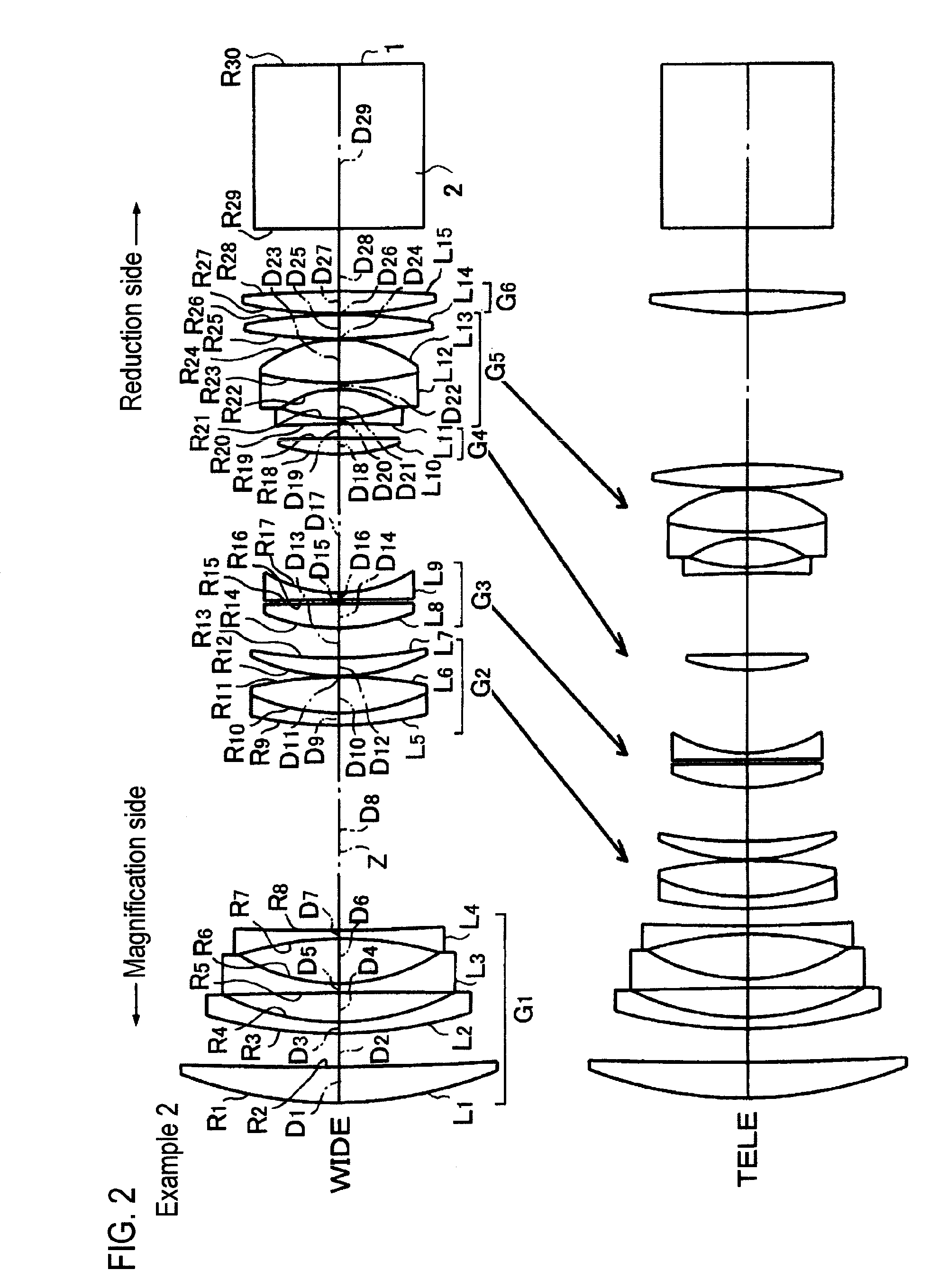 Projection zoom lens system and projection type display apparatus