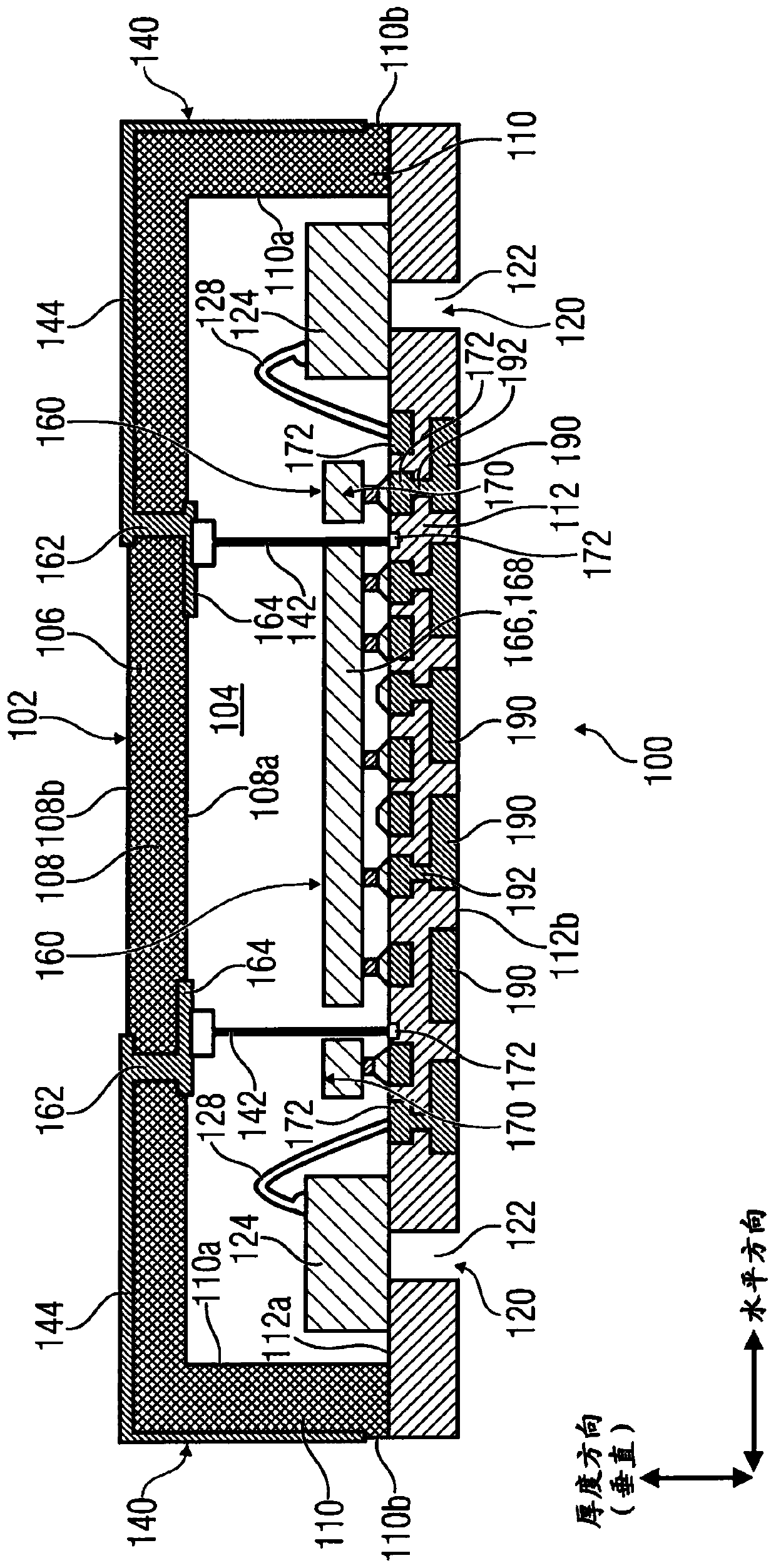 Package with acoustic sensing device(s) and millimeter wave sensing elements