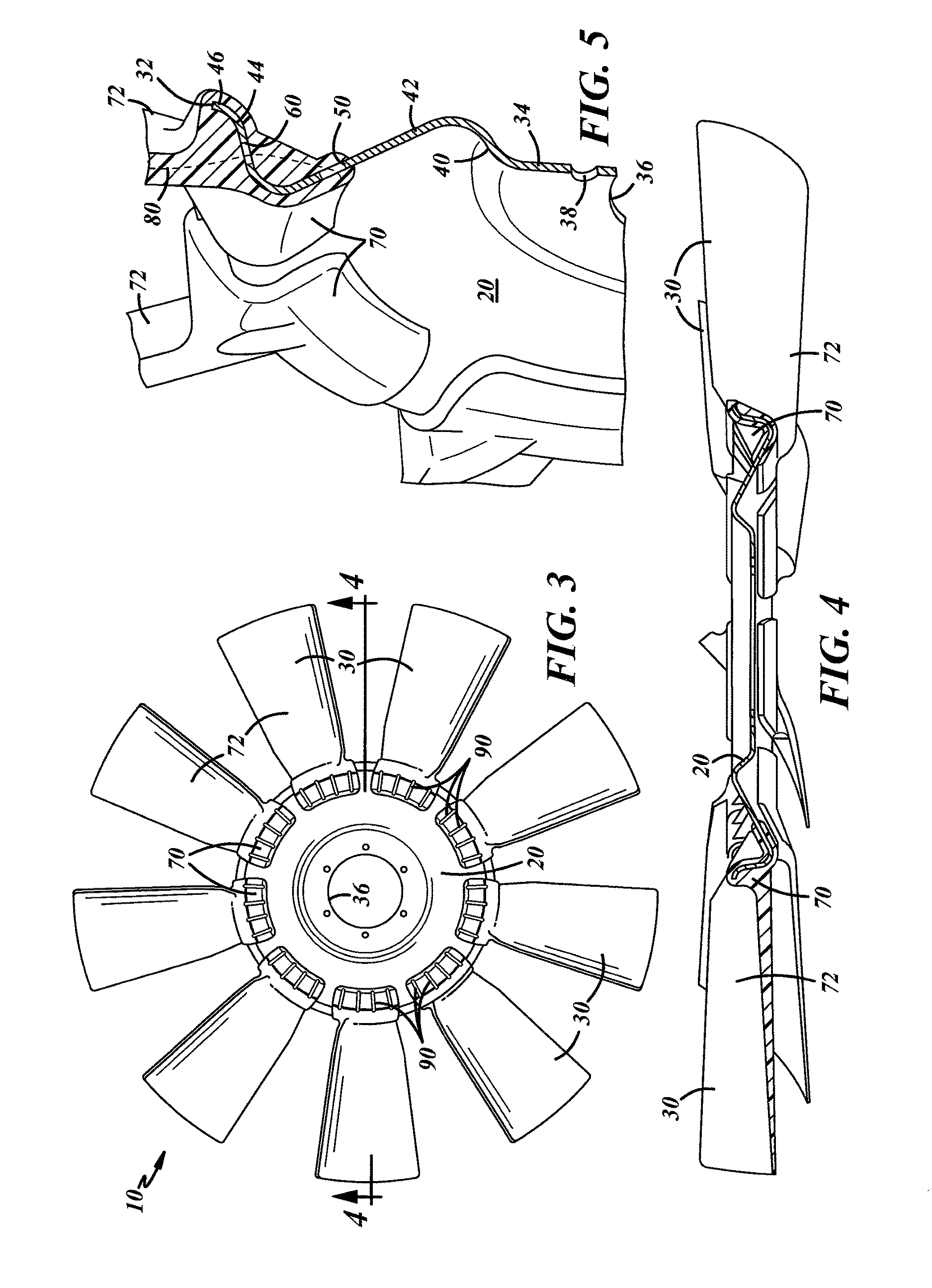 Fan with overmolded blades