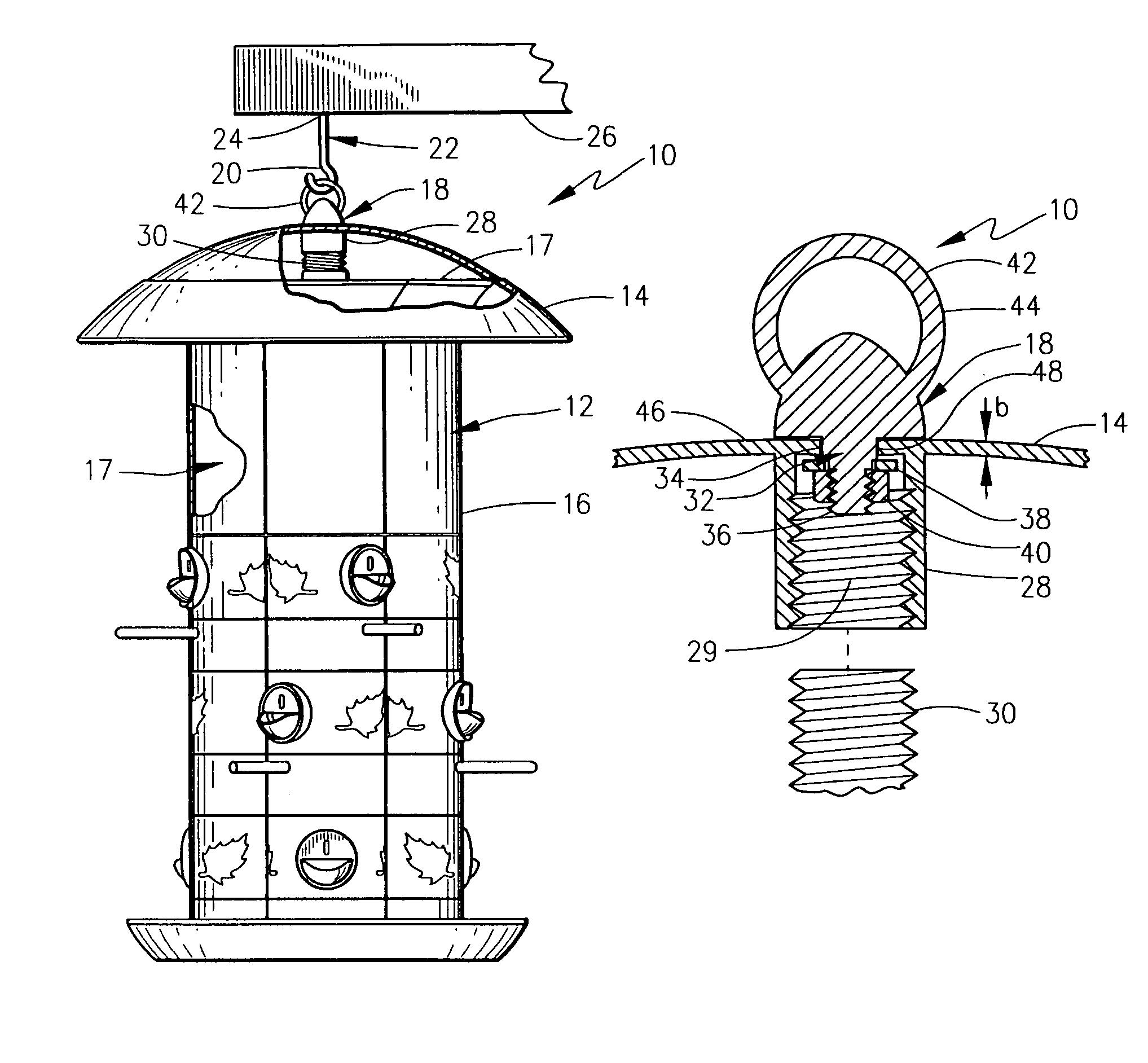 Receptacle for use in the care and maintenance of living things with swivel mount and method therefor