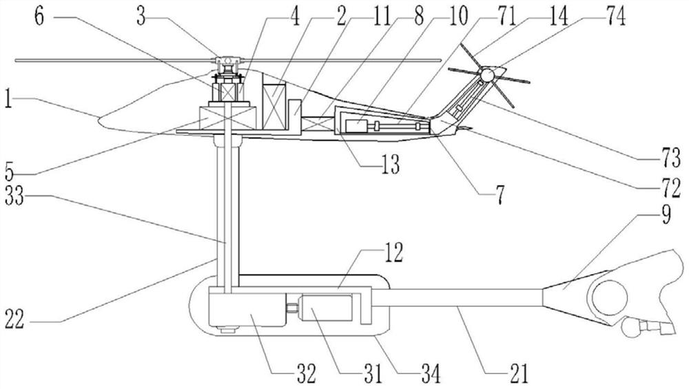 Helicopter combined model wind tunnel test device with independent tail rotor device