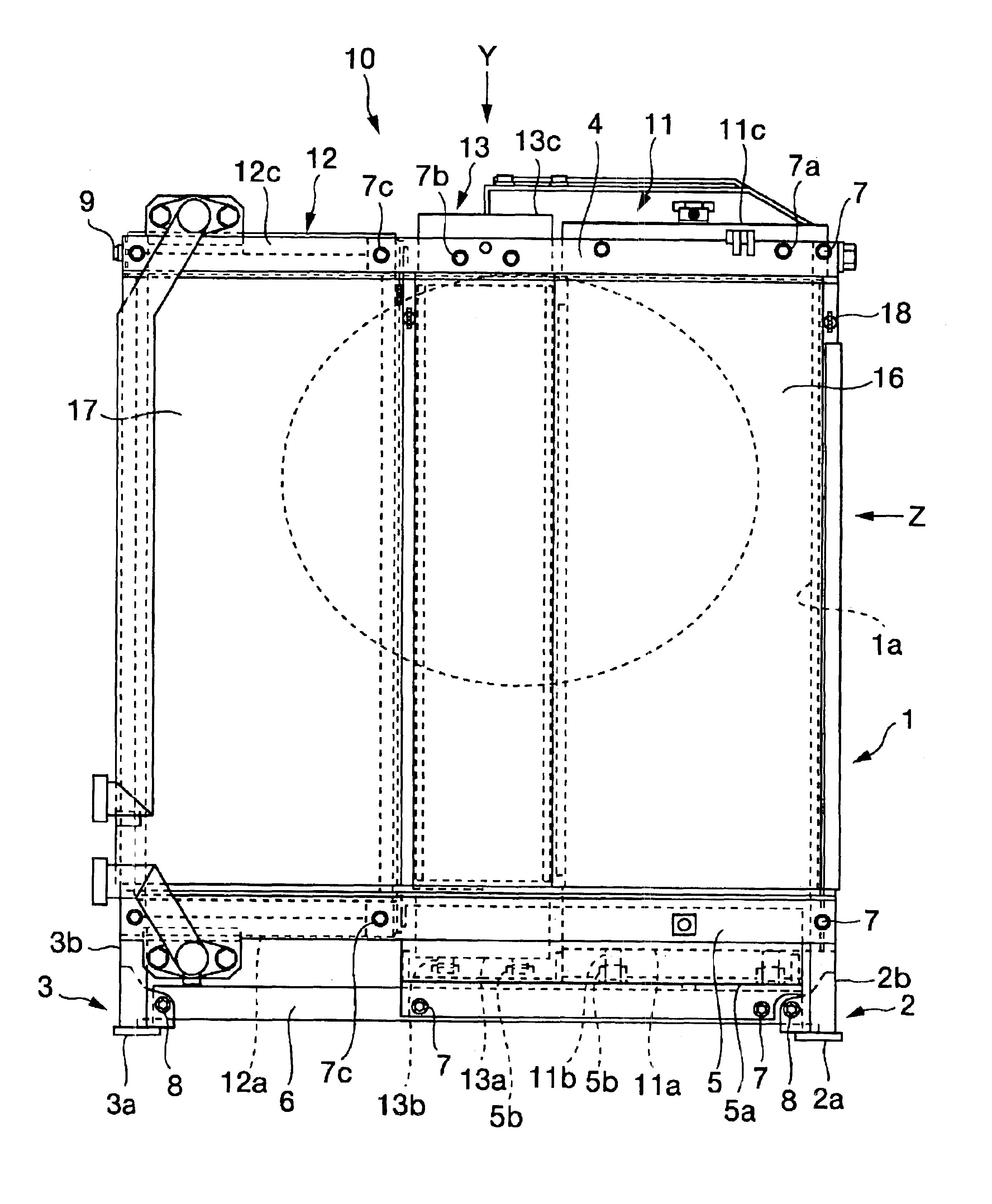Cooling apparatus for a work machine