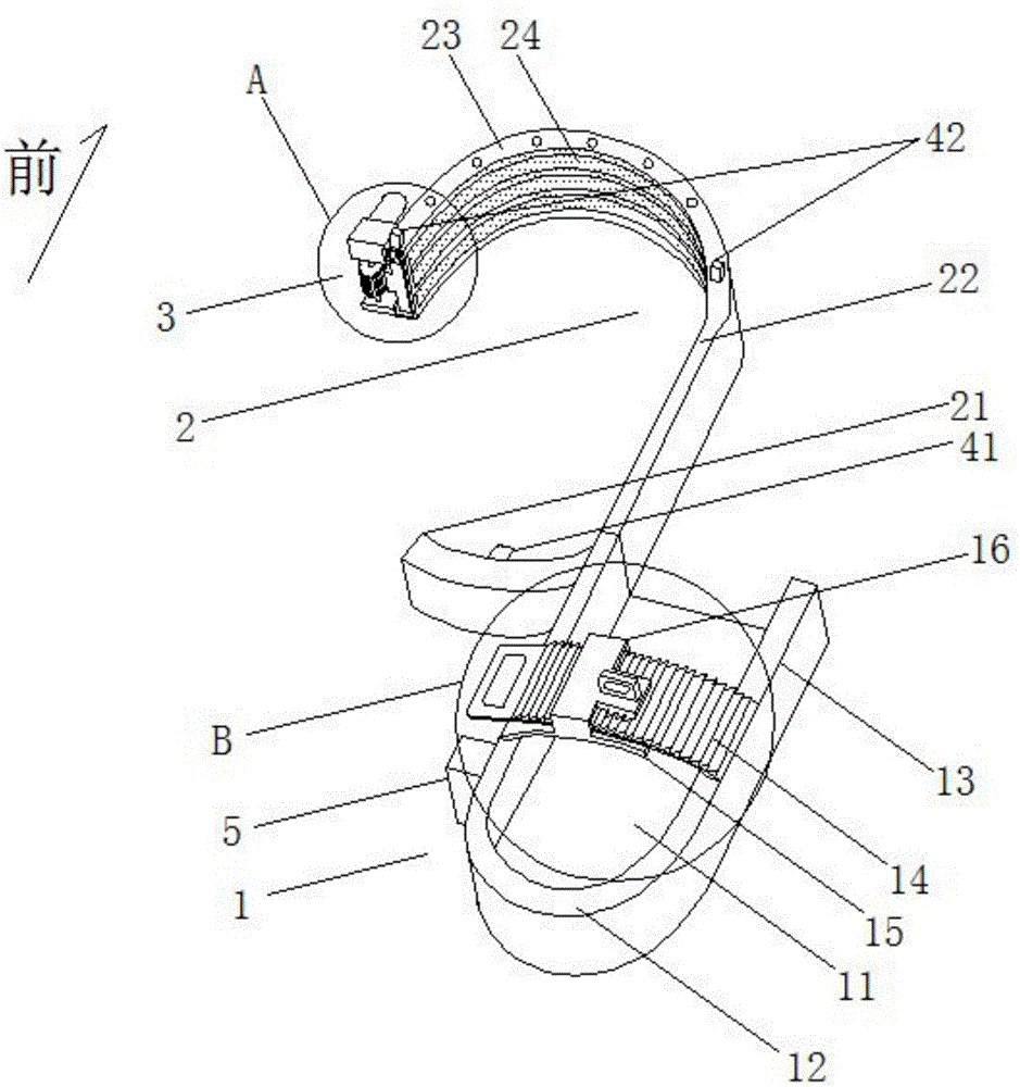Foot shackle for telegraph pole climbing and using method thereof