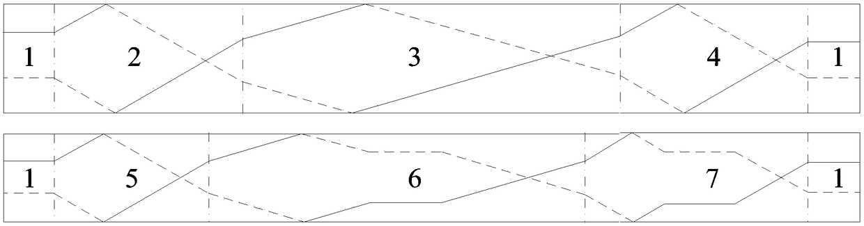 Generator double-layer heterogeneous stator winding and double-layer heterogeneous transposition method