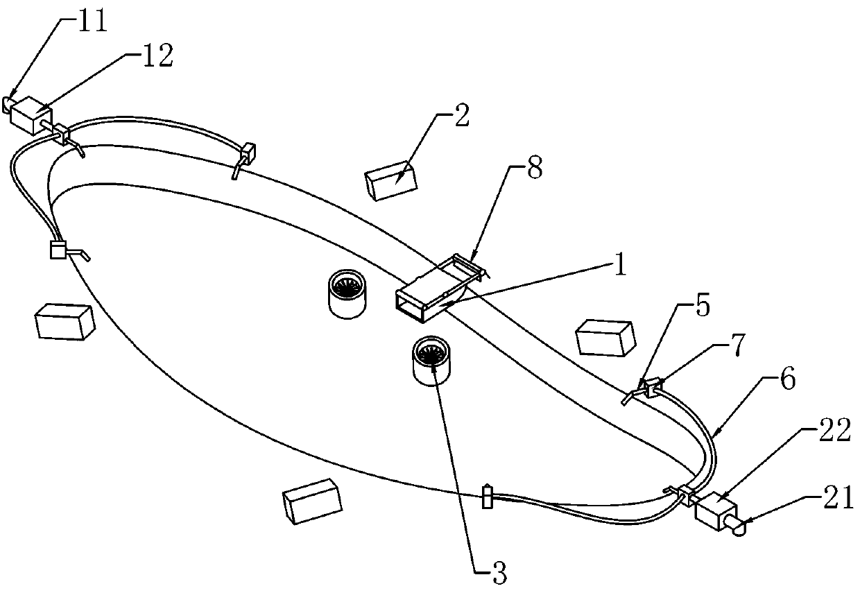 A double-vortex drainage type pool floating object cleaning device based on cloud image