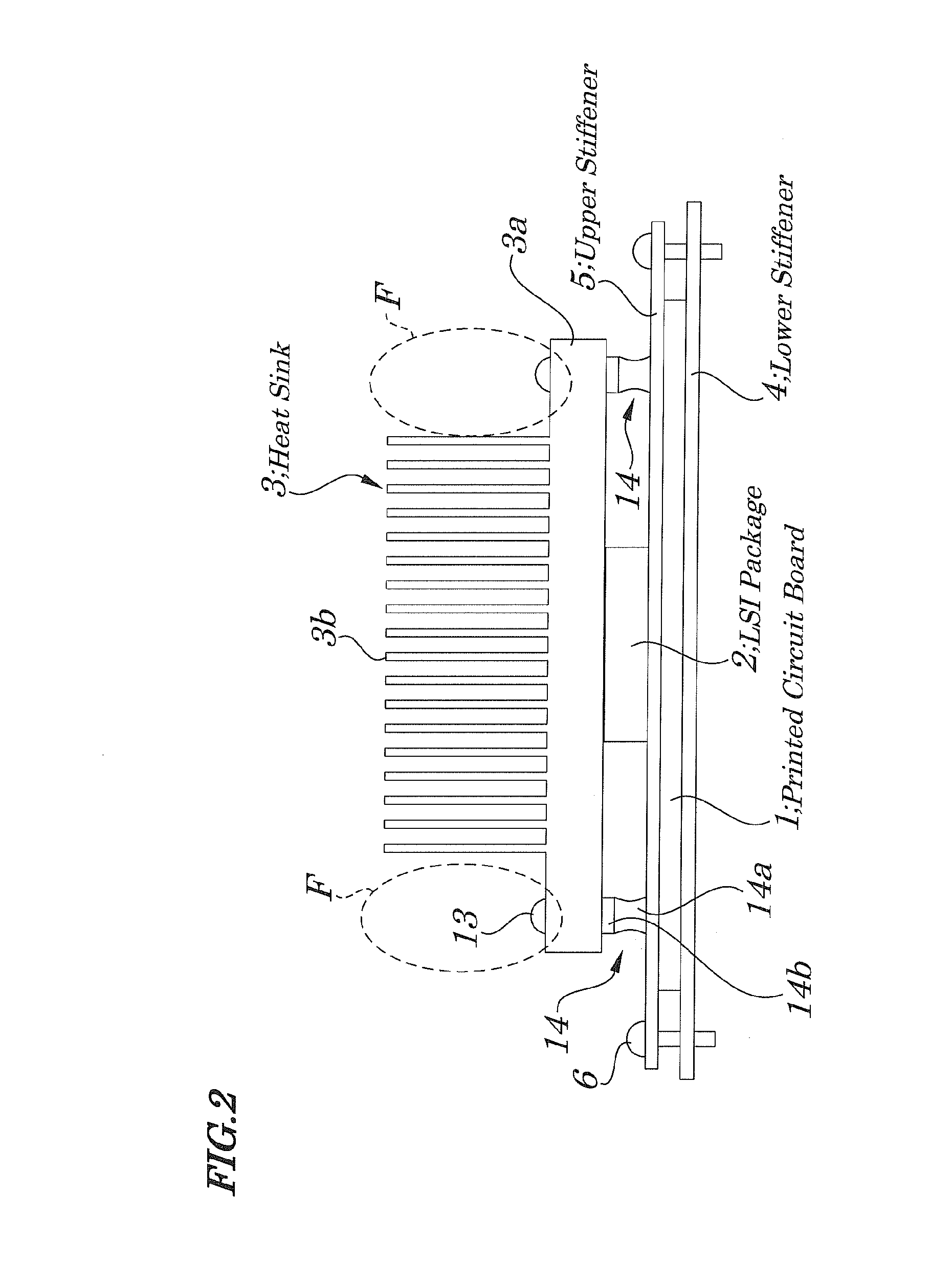 Mounting structure with heat sink for electronic component and female securing member for same