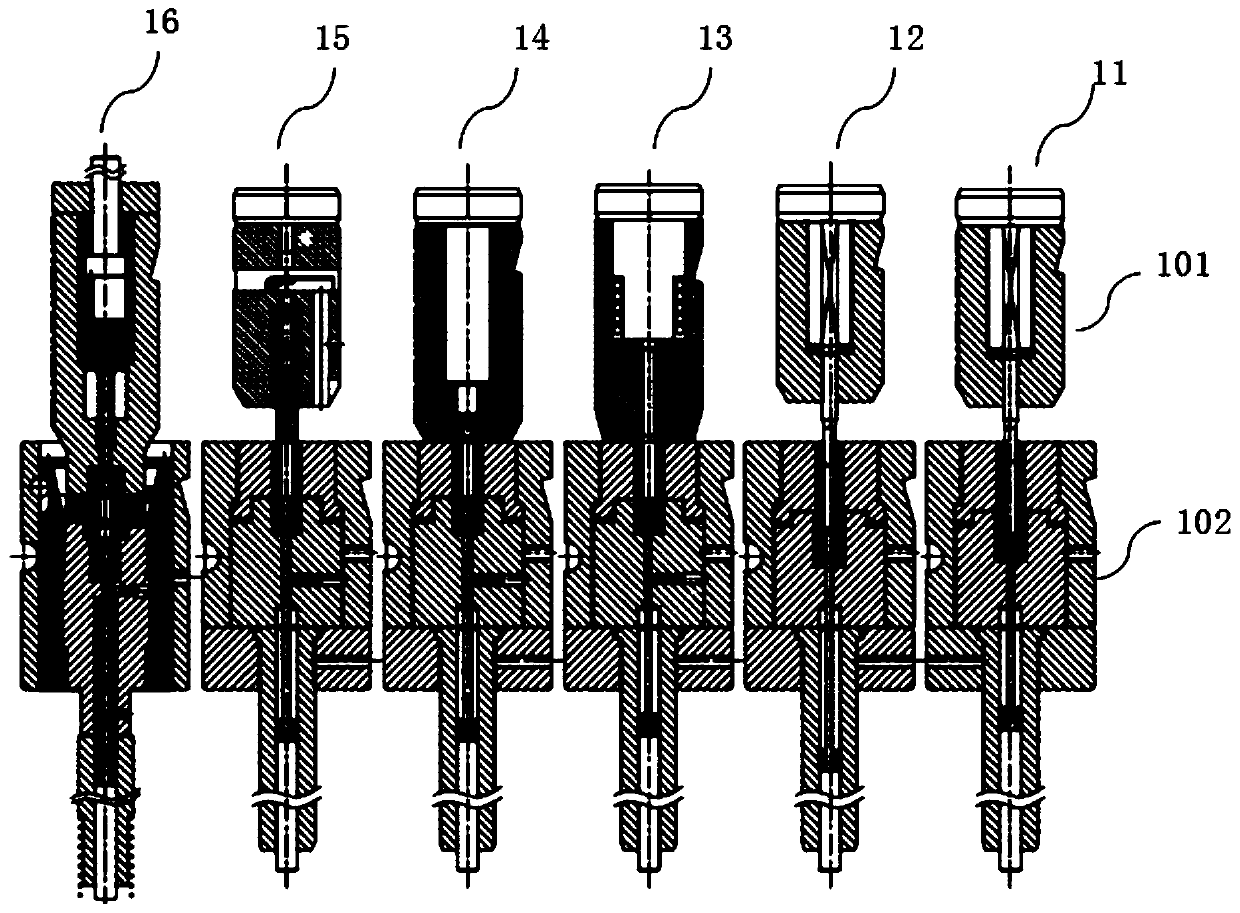 Cold heading device and cold heading process for forming screw and screw